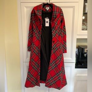 Red plaid swing coat